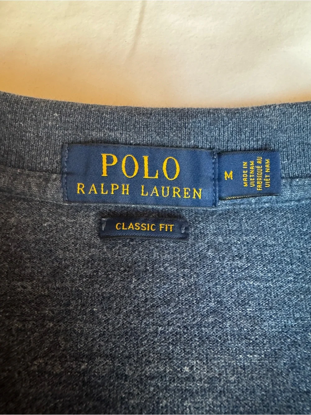 Polo Ralph Lauren Men’s Heathered Navy Blue Polo Shirt with Red Pony